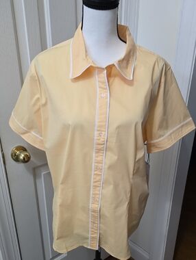 LIZ CLAIBORNE BRAND WOMEN'S YELLOW FRONT BUTTON SHORT SLEEVES SHIRT SIZE XL